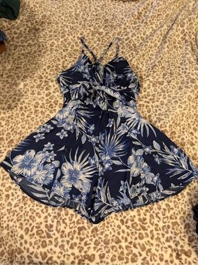 Blue Hibiscus Summer Romper Size Small